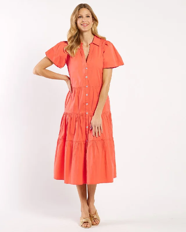 Midi dresses with cold - shoulder cutouts for a trendy style Betsy Dress - Stretch Poplin Midi dresses with cold - shoulder cutouts for a trendy style Betsy Dress - Stretch Poplin