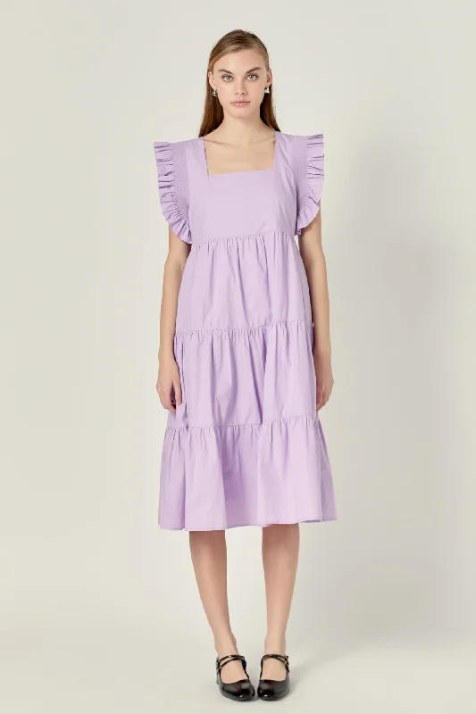 Midi dresses with side slits for a sexy and elegant appearance Square-Neck Tiered Midi Dress Midi dresses with side slits for a sexy and elegant appearance Square-Neck Tiered Midi Dress