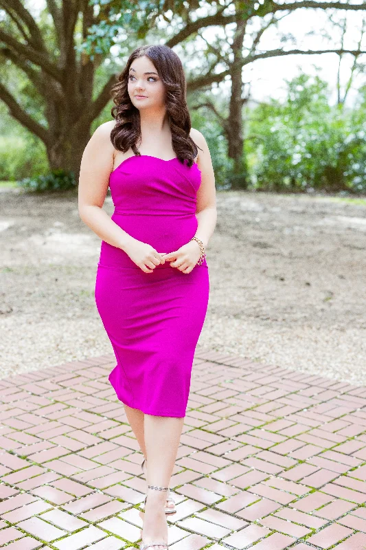 Plaid midi dresses for a fall - themed family gathering Berry Strapless Midi Dress by She + Sky Collection Plaid midi dresses for a fall - themed family gathering Berry Strapless Midi Dress by She + Sky Collection