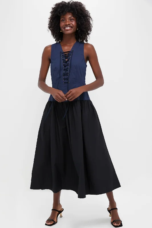Midi dresses with V - necklines for a flattering and elongating effect Twilight Colorblock Denia Dress Midi dresses with V - necklines for a flattering and elongating effect Twilight Colorblock Denia Dress