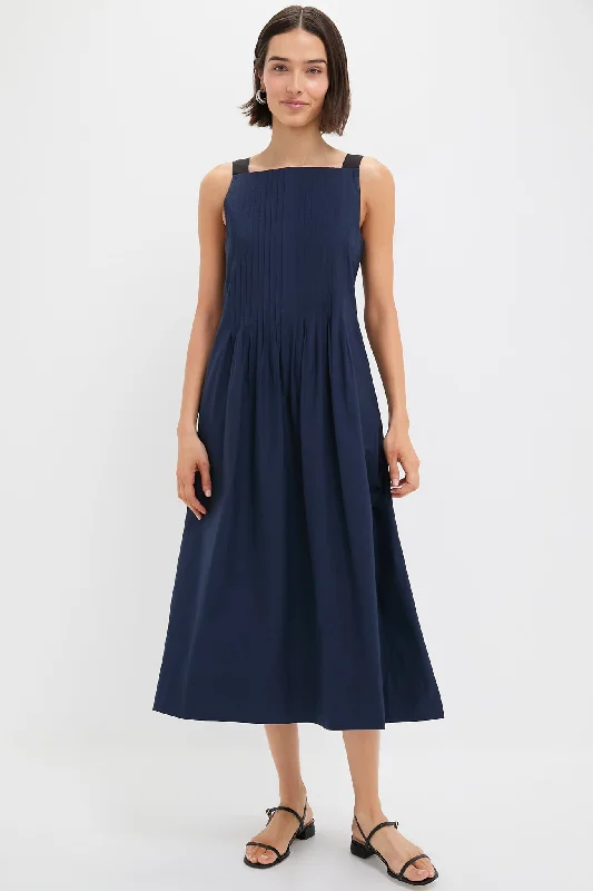 Midi dresses with pom - pom trims for a playful and festive look Navy Adele Sportswear Tank Dress Midi dresses with pom - pom trims for a playful and festive look Navy Adele Sportswear Tank Dress