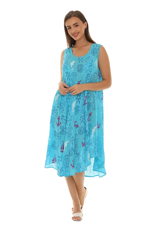 Plaid midi dresses for a fall - themed family gathering Dolphin & Anchor Print Midi Rayon Sundress Plaid midi dresses for a fall - themed family gathering Dolphin & Anchor Print Midi Rayon Sundress