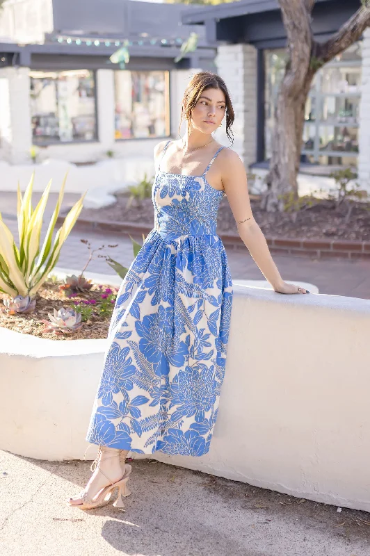 Midi dresses with ruffled bodices for a more pronounced feminine look Alexa Sleeveless Back Cut Out Floral Print Midi Dress Blue Midi dresses with ruffled bodices for a more pronounced feminine look Alexa Sleeveless Back Cut Out Floral Print Midi Dress Blue