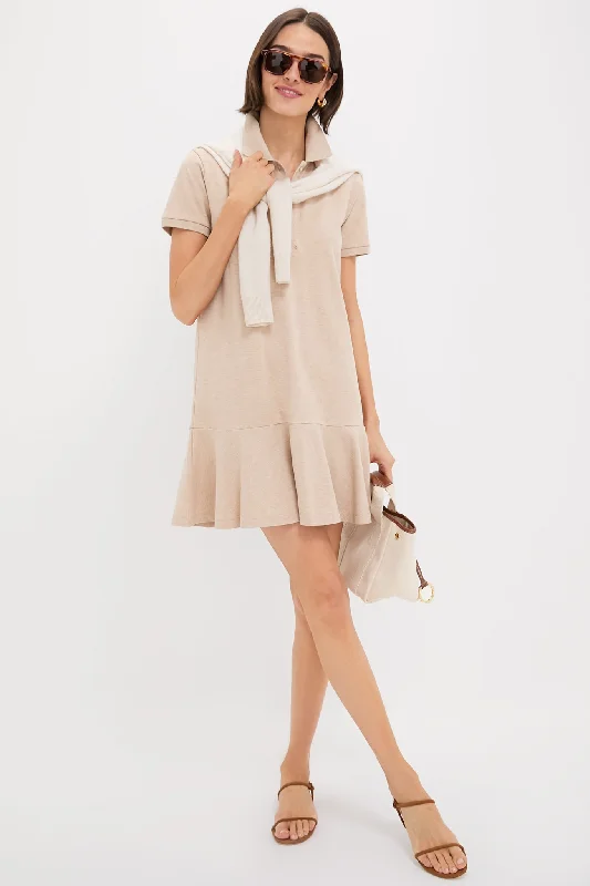 Midi dresses with ruffled sleeves for a more feminine and voluminous look Sandstone Pique May Polo Dress Midi dresses with ruffled sleeves for a more feminine and voluminous look Sandstone Pique May Polo Dress