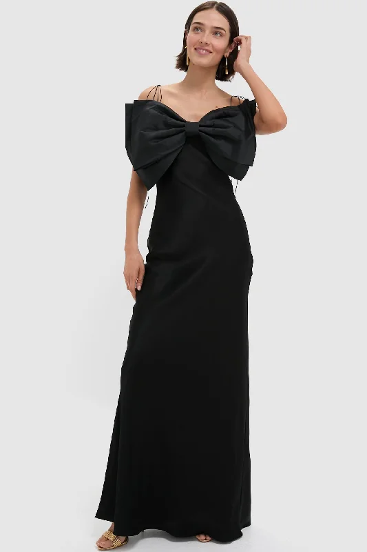 Midi dresses with animal prints for a bold and confident appearance Black Flavia Maxi Gown Midi dresses with animal prints for a bold and confident appearance Black Flavia Maxi Gown