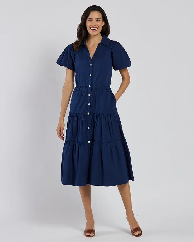 Midi dresses with pom - pom trims for a playful and festive look Betsy Dress - Stretch Poplin Midi dresses with pom - pom trims for a playful and festive look Betsy Dress - Stretch Poplin