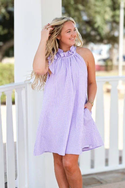 Midi dresses with embroidered accents for a unique and detailed design Lavender Seersucker Mini Dress Midi dresses with embroidered accents for a unique and detailed design Lavender Seersucker Mini Dress