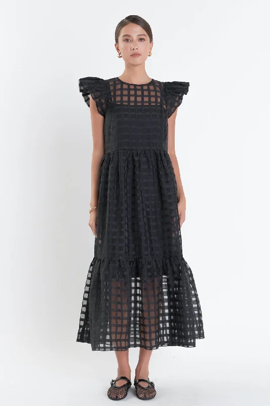 Midi dresses with button - front designs for a classic touch Organza Midi Dress