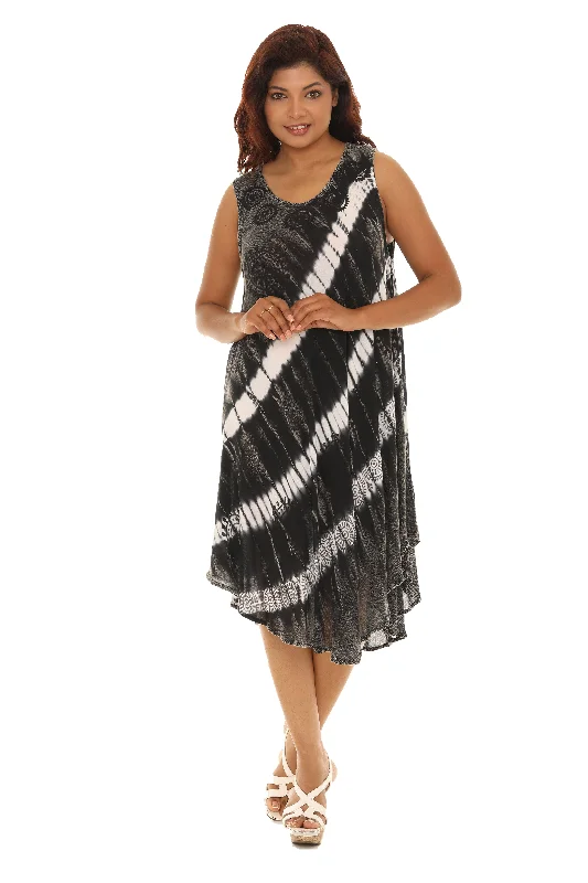 Midi dresses with puff sleeves for a vintage - inspired look Tie Dye Midi Rayon Sundress Midi dresses with puff sleeves for a vintage - inspired look Tie Dye Midi Rayon Sundress