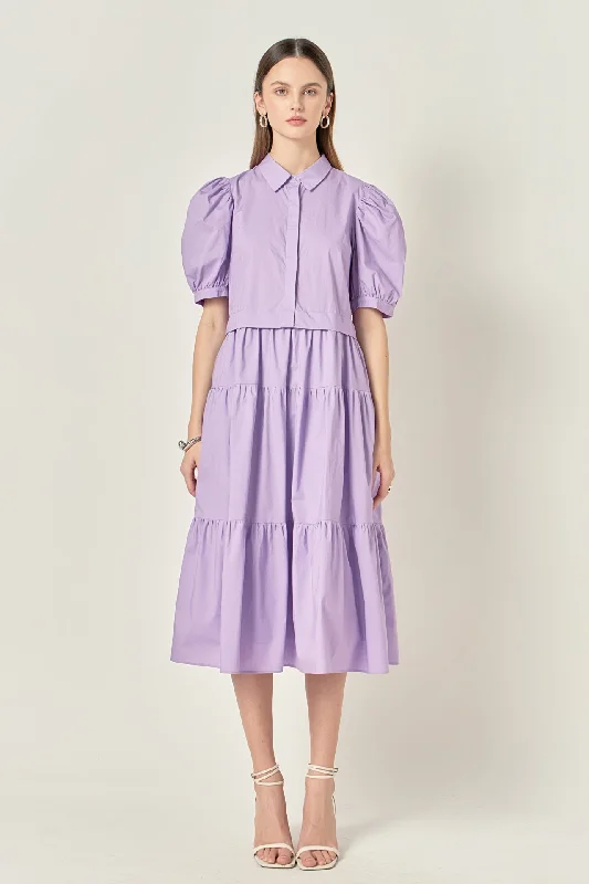 Midi dresses with abstract art prints for an artistic statement Button Closure Puff Sleeve Midi Dress Midi dresses with abstract art prints for an artistic statement Button Closure Puff Sleeve Midi Dress