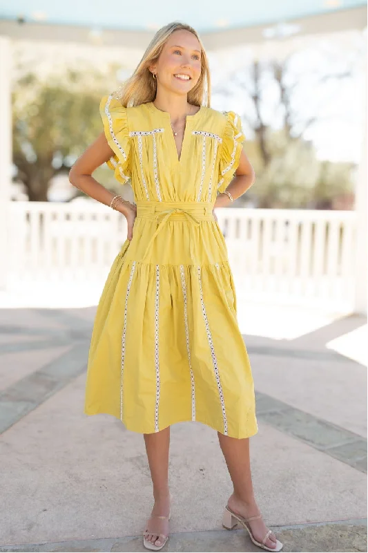 Midi dresses with button - front designs for a classic touch Chartreuse Midi Dress Midi dresses with button - front designs for a classic touch Chartreuse Midi Dress