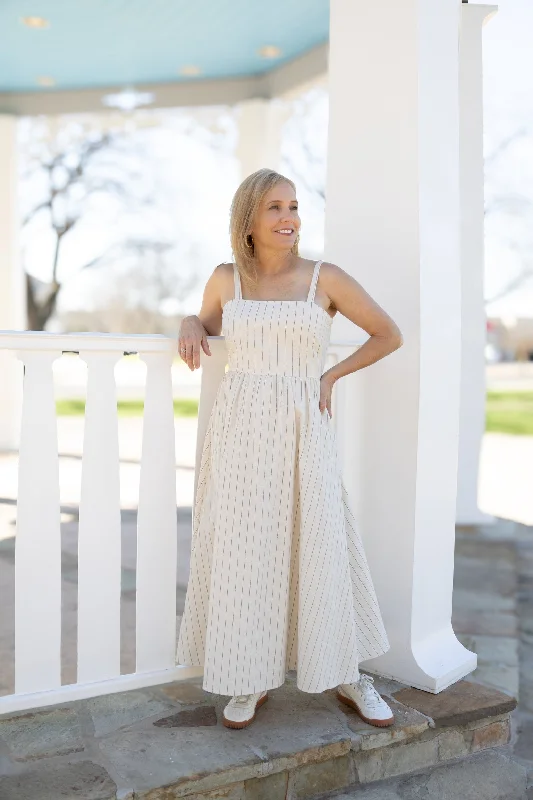 Plaid midi dresses for a fall - themed family gathering Casey Stripe Dress