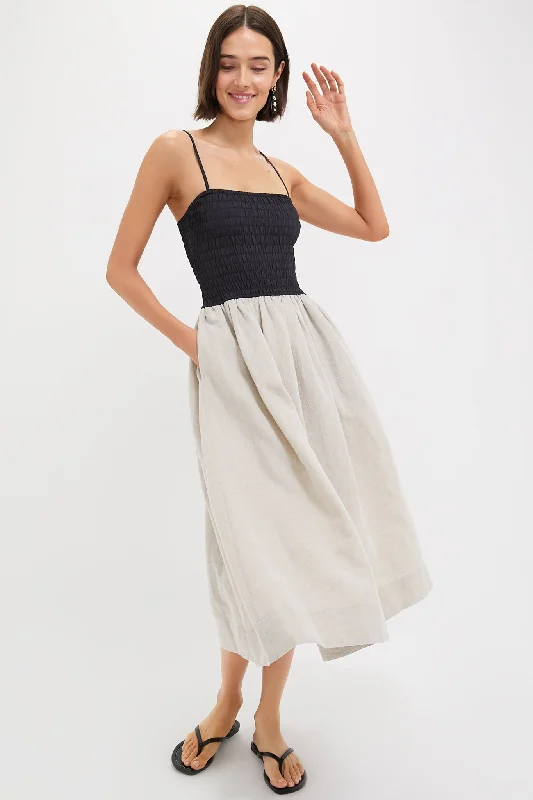 Midi dresses with denim fabric for a casual yet stylish day out Oatmeal Mael Dress Midi dresses with denim fabric for a casual yet stylish day out Oatmeal Mael Dress