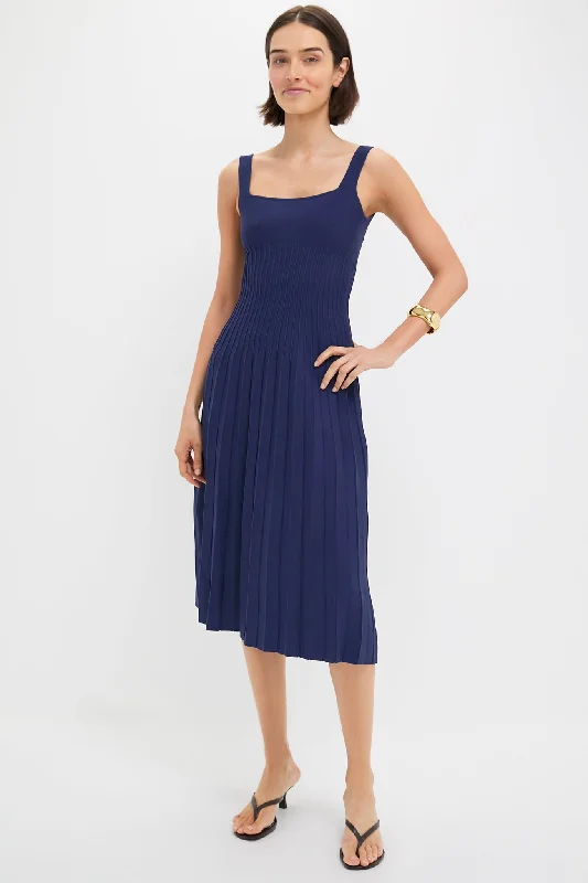 Midi dresses with off - the - shoulder necklines for a flirty look Navy Ellison Dress Midi dresses with off - the - shoulder necklines for a flirty look Navy Ellison Dress