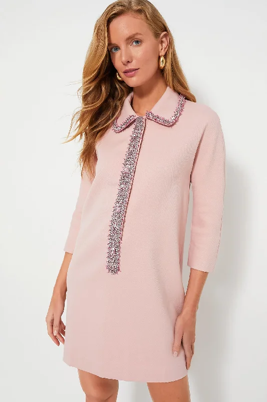 Midi dresses with cotton - blend materials for everyday comfort Powder Pink Embellished Nicola Dress Midi dresses with cotton - blend materials for everyday comfort Powder Pink Embellished Nicola Dress
