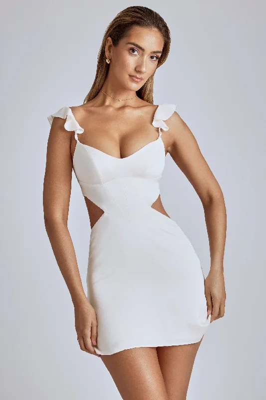 Mini dresses with polka dot patterns Cut Out Satin Mini Dress in Ivory
