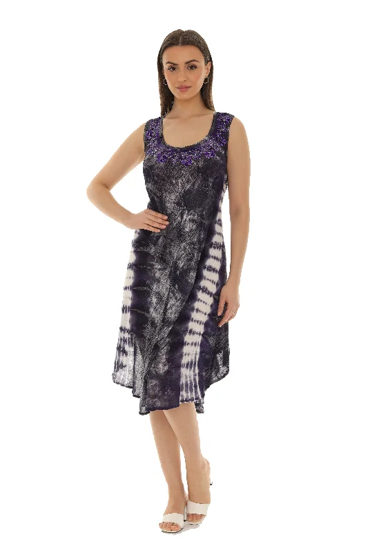 Midi dresses with patchwork patterns for a one - of - a - kind style Tie-Dye Sleeveless Midi Rayon Sundress Midi dresses with patchwork patterns for a one - of - a - kind style Tie-Dye Sleeveless Midi Rayon Sundress