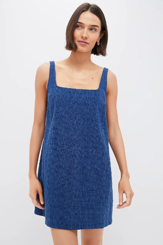 High - low midi dresses with geometric patterns for a modern party Geo Textured Denim Cassie Dress High - low midi dresses with geometric patterns for a modern party Geo Textured Denim Cassie Dress
