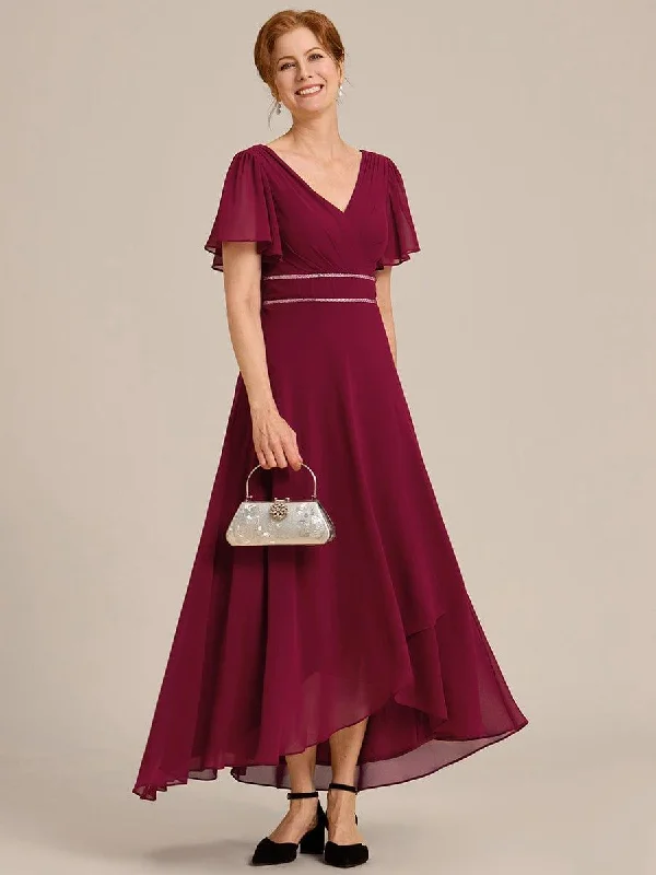 Midi dresses with geometric cutouts for a contemporary and edgy look ever DAKOTA|Double V-Neck Waist Trimmed Chiffon Mother of the Bride Dress Midi dresses with geometric cutouts for a contemporary and edgy look ever DAKOTA|Double V-Neck Waist Trimmed Chiffon Mother of the Bride Dress