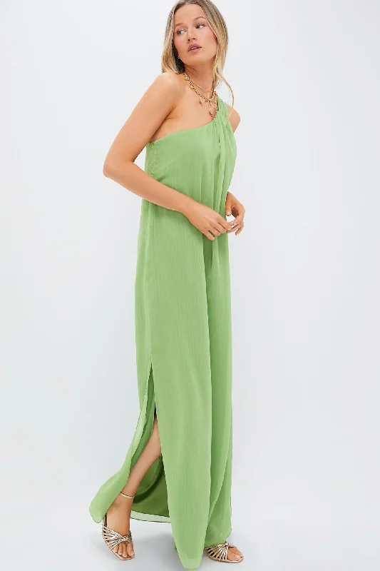 Midi dresses with ruched sleeves for a more fitted and stylish arm look Pistachio Green Soleil Gown Midi dresses with ruched sleeves for a more fitted and stylish arm look Pistachio Green Soleil Gown