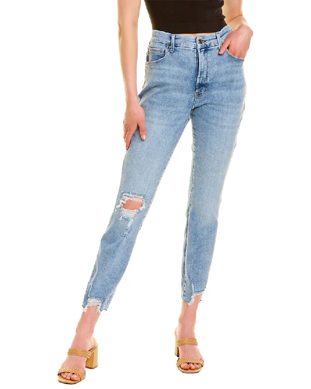 Women's High - Waisted Tight Trousers with Side Slits in Beige for a Trendy LookGOOD AMERICAN Good Legs Indigo Skinny Jean Women's High - Waisted Tight Trousers with Side Slits in Beige for a Trendy LookGOOD AMERICAN Good Legs Indigo Skinny Jean