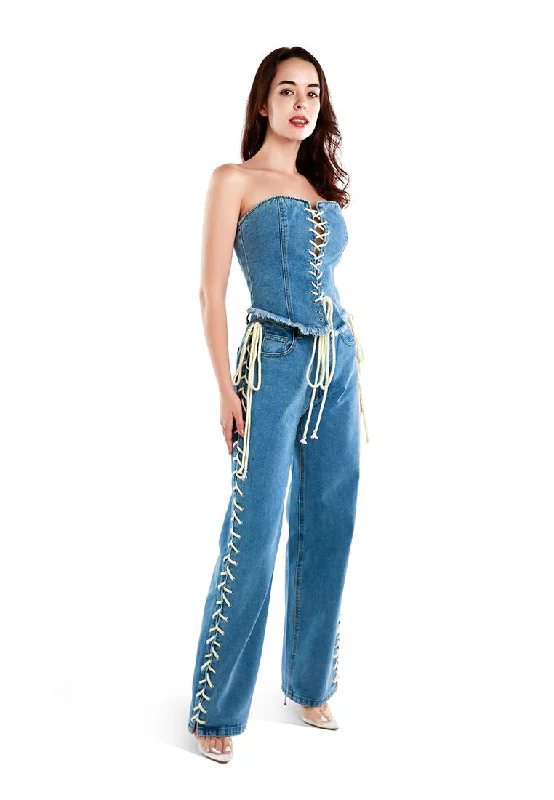 Women's Leather - Look Tight Trousers with Zipper Details in Dark Gray for an Urban Stylelace up denim trousers Women's Leather - Look Tight Trousers with Zipper Details in Dark Gray for an Urban Stylelace up denim trousers