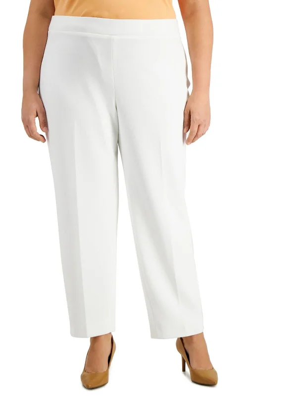 Women's High - Waisted Tight Trousers with Side Slits in Beige for a Trendy LookPlus Womens Mid Rise Pull On Straight Leg Pants Women's High - Waisted Tight Trousers with Side Slits in Beige for a Trendy LookPlus Womens Mid Rise Pull On Straight Leg Pants