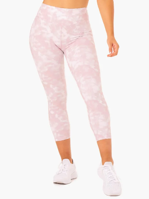 Women's Tight Trousers with Mesh Panels in Black for a Sexy and Modern AppearanceTie Dye 7/8 Leggings - Mauve Pink Tie Dye