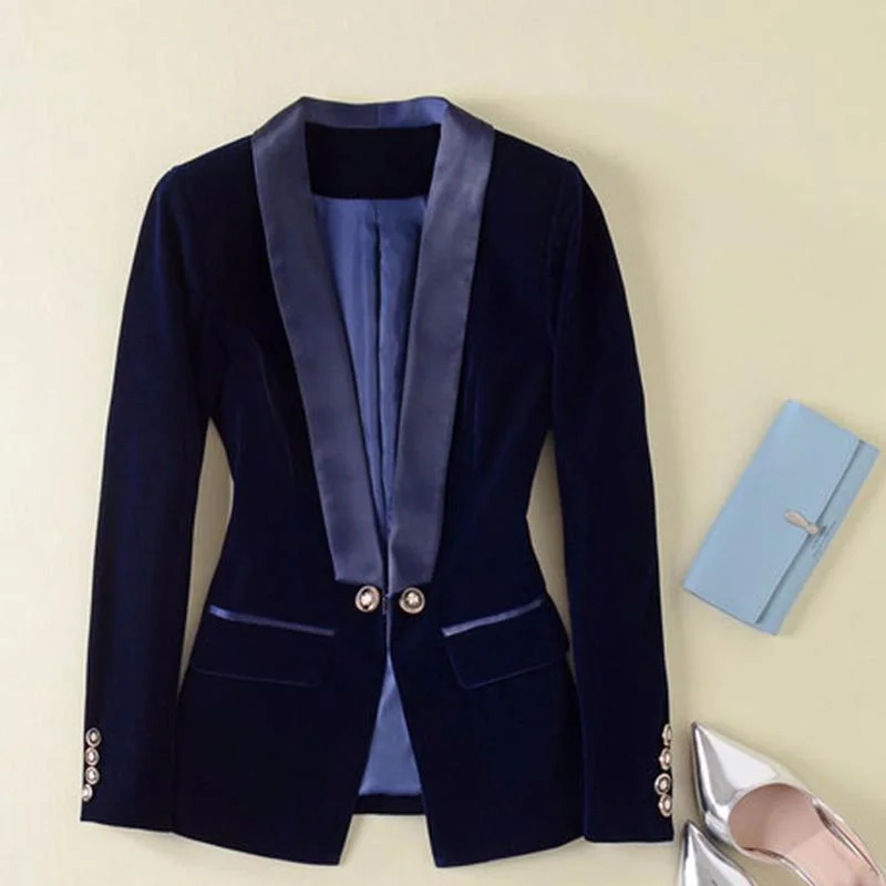 Women's Notched Lapel Blazers in Beige for a Timeless OutfitThe Prowess Velvet V-Neck Blazer Women - Casual - Plain-Solid Women's Notched Lapel Blazers in Beige for a Timeless OutfitThe Prowess Velvet V-Neck Blazer Women - Casual - Plain-Solid