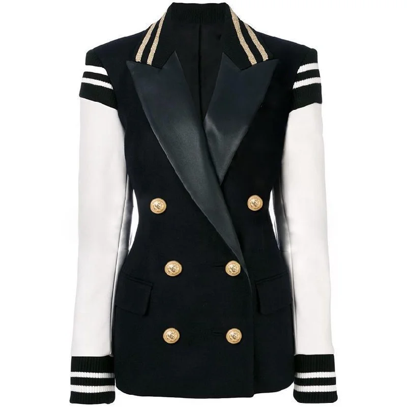 Women's Belted Blazers in Camel Color for a Sophisticated OutfitChloe Patchwork Leather Varsity Blazer Women - Casual - Patchwork Women's Belted Blazers in Camel Color for a Sophisticated OutfitChloe Patchwork Leather Varsity Blazer Women - Casual - Patchwork