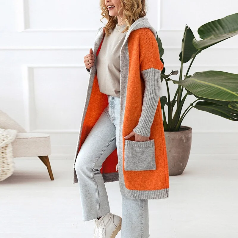 maternity women cardigan for expecting momsAmy Fashion - Letter Print Winter Warm Jacket Colorblock Hooded Cardigan maternity women cardigan for expecting momsAmy Fashion - Letter Print Winter Warm Jacket Colorblock Hooded Cardigan