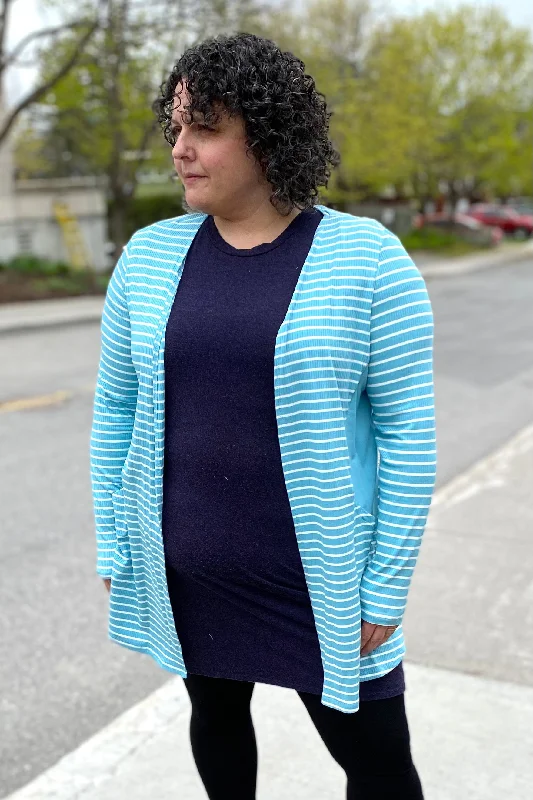 maternity women cardigan for expecting moms392-4730 Long Sleeved Colour Block and Striped Cardigan