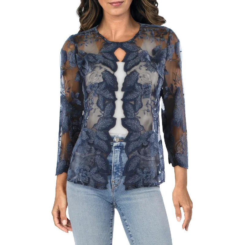 Women's Peplum Blazers in Emerald Green for a Stylish Work AttireAlex Evenings Womens Lace Mesh Collarless Blazer Women's Peplum Blazers in Emerald Green for a Stylish Work AttireAlex Evenings Womens Lace Mesh Collarless Blazer