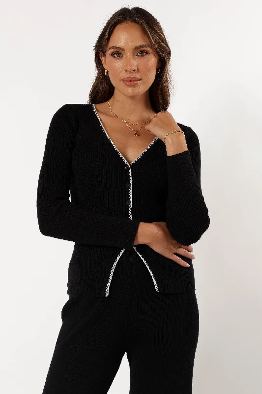 button down women cardigan with vintage buttonsArabella Top - Black