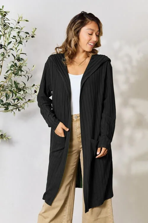 hooded women cardigan for added warmth and styleRibbed Open Front Long Sleeve Cardigan hooded women cardigan for added warmth and styleRibbed Open Front Long Sleeve Cardigan