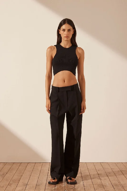 cashmere blend women cardigan for a luxurious feelBASIC CURVED HEM CROP TOP - BLACK cashmere blend women cardigan for a luxurious feelBASIC CURVED HEM CROP TOP - BLACK