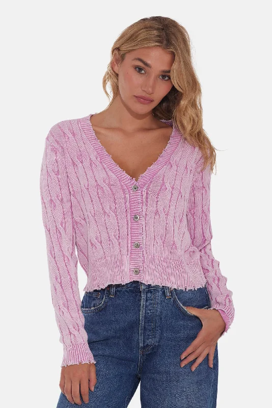 plus size women cardigan for comfortable layeringStone Wash Distressed Cable Cropped Cardigan Faded Rose plus size women cardigan for comfortable layeringStone Wash Distressed Cable Cropped Cardigan Faded Rose