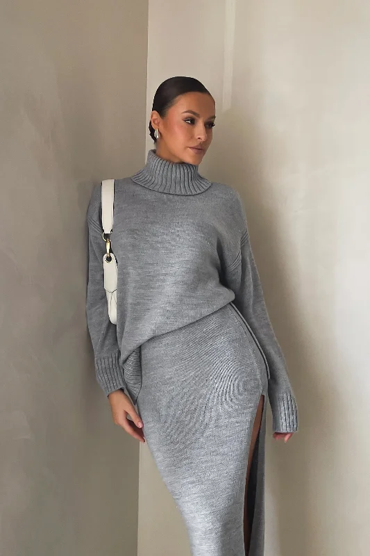open front women cardigan for easy stylingBrittany High Neck Knit Jumper - Grey Marle open front women cardigan for easy stylingBrittany High Neck Knit Jumper - Grey Marle