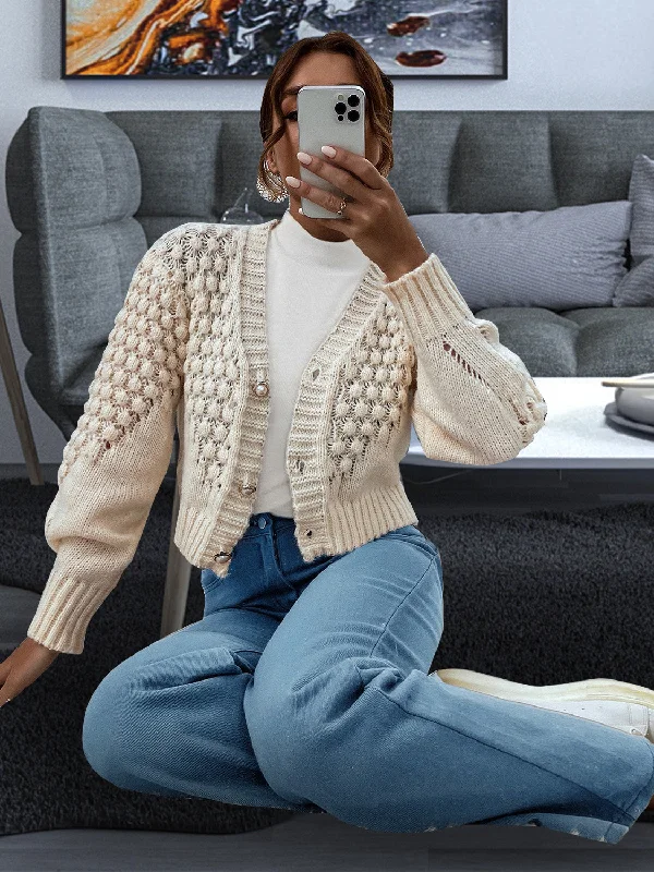 cable knit women cardigan with intricate patternsNatalia Cardigan