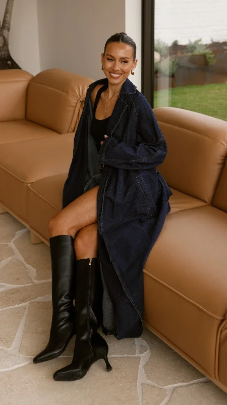 floral print women cardigan for a feminine touchCandice Trench Coat - Indigo