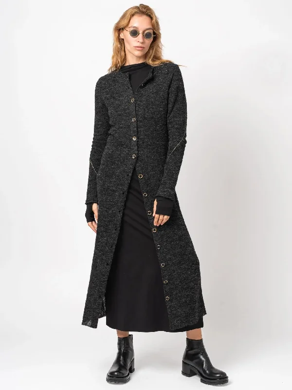 plus size women cardigan for comfortable layeringLong Buttoned Cardigan
