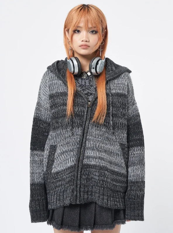 cropped women cardigan to pair with high - waisted jeansCarbon Oversized Knitted Zip-Up Hoodie cropped women cardigan to pair with high - waisted jeansCarbon Oversized Knitted Zip-Up Hoodie