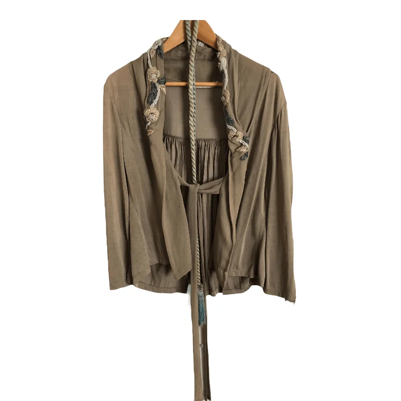 cashmere blend women cardigan for a luxurious feelBlank London Jersey Belted Cardigan Jacket Taupe Beige Embroidered Embellished Size cashmere blend women cardigan for a luxurious feelBlank London Jersey Belted Cardigan Jacket Taupe Beige Embroidered Embellished Size