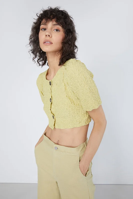 cropped women cardigan to pair with high - waisted jeansCROPPED BUTTON FRONT TOP