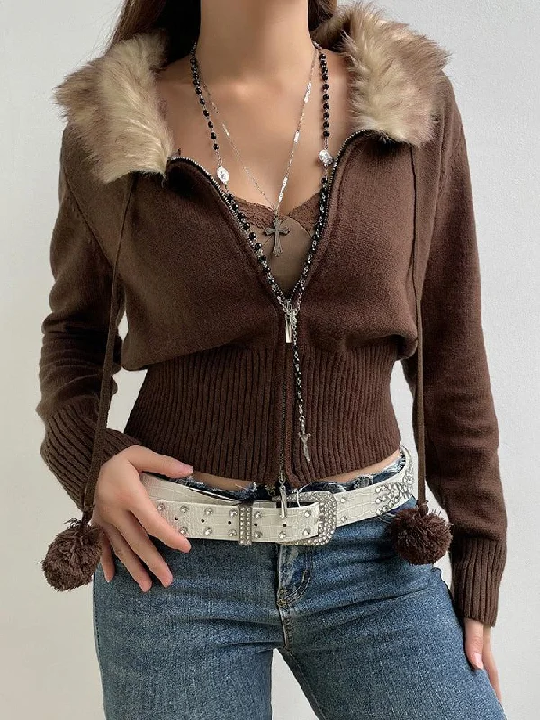 color block women cardigan with bold huesCropped Design Zip-Up Cardigan