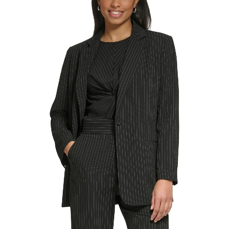 Single - Breasted Women's Linen Blend Blazers in Earth Tones for Casual WearDKNY Womens Petites Pinstripe One-Button Blazer Single - Breasted Women's Linen Blend Blazers in Earth Tones for Casual WearDKNY Womens Petites Pinstripe One-Button Blazer