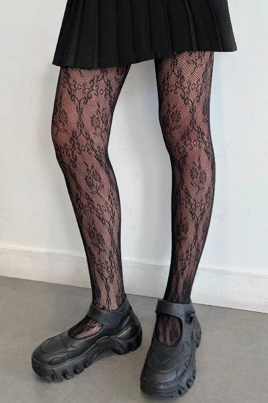 cable knit women cardigan with intricate patternsFLOWER PATTERN SHEER TIGHTS