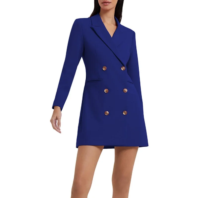 Plus Size Women's Faux Fur - Trimmed Blazers in Black for a Luxurious LookFrench Connection Womens Whisper Collared Mini Double-Breasted Blazer