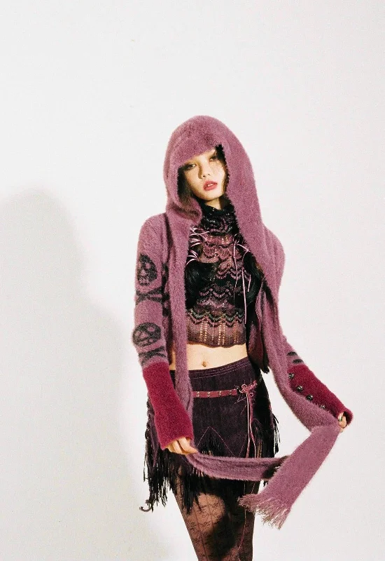 cashmere blend women cardigan for a luxurious feelGrunge Gothic Skull Hooded Cardigan cashmere blend women cardigan for a luxurious feelGrunge Gothic Skull Hooded Cardigan
