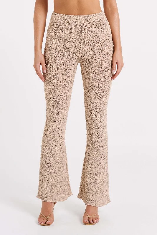 button down women cardigan with vintage buttonsIrma Flared Boucle Pants - Wheat
